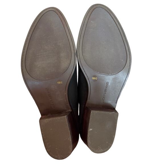 Lucky Brand Black Leather LP Freezia Booties Western Low Heel Ankle Boots 10M - Picture 7 of 8